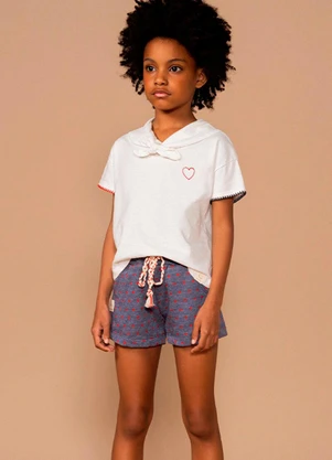 Bugbee - Conjunto Infantil Blusa e Shorts Malha Branco - BUGBEE