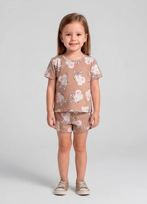 Select - Conjunto Infantil Blusa e Shorts Marrom - SELECT