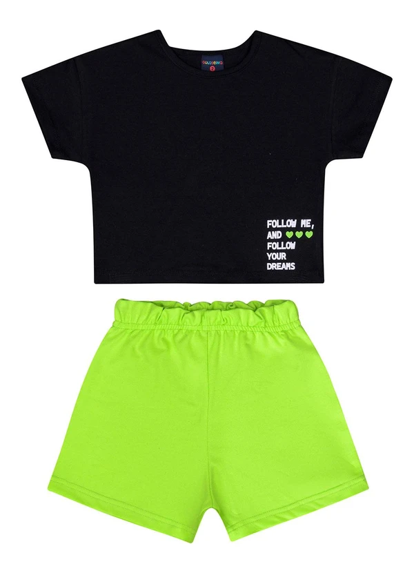 Guloseima - Conjunto Infantil Blusa e Shorts Preto