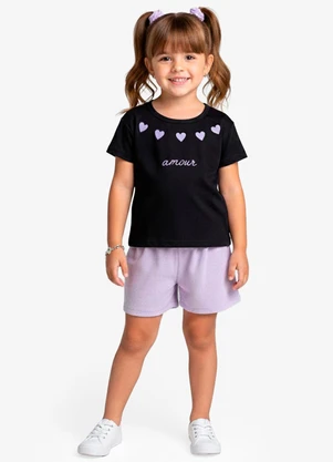 Select - Conjunto Infantil Blusa e Shorts Preto - SELECT