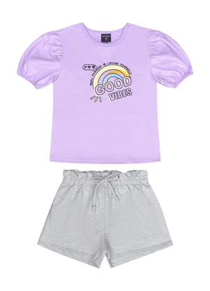Guloseima - Conjunto Infantil Blusa e Shorts Roxo - GULOSEIMA