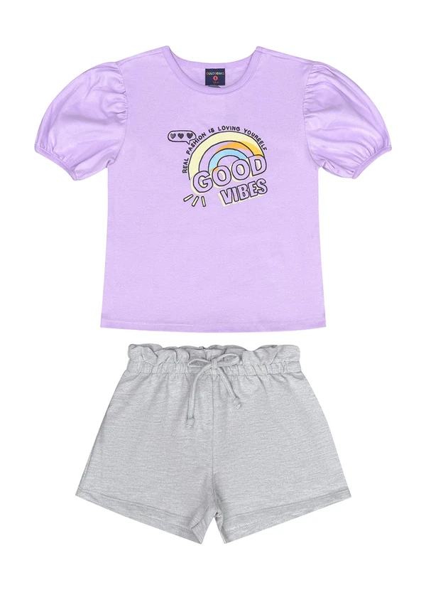Guloseima - Conjunto Infantil Blusa e Shorts Roxo