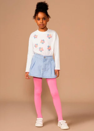 Bugbee - Conjunto Infantil Blusa e Shorts Saia Branco - BUGBEE