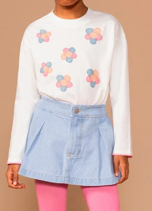 Bugbee - Conjunto Infantil Blusa e Shorts Saia Branco - BUGBEE