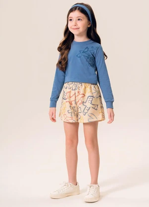 Bugbee - Conjunto Infantil Blusa Malha e Shorts Azul - BUGBEE
