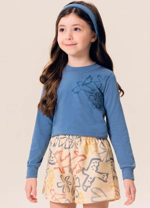 Bugbee - Conjunto Infantil Blusa Malha e Shorts Azul - BUGBEE