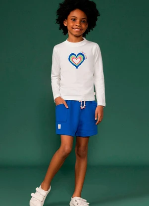 Bugbee - Conjunto Infantil Blusa Malha e Shorts Branco - BUGBEE