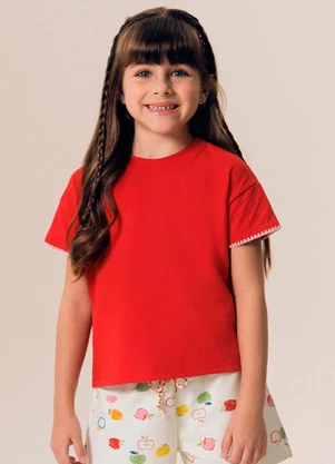 Bugbee - Conjunto Infantil Blusa Malha Shorts Vermelho - BUGBEE