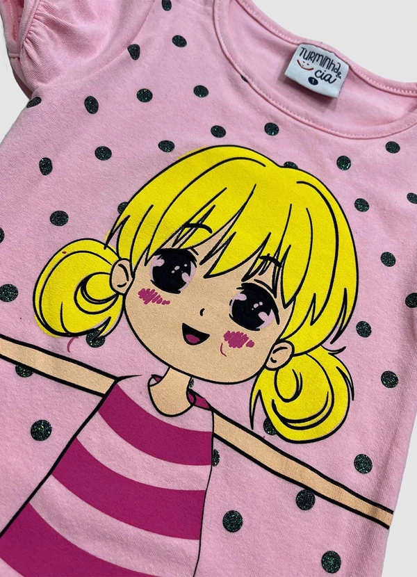 Turminha - Conjunto Infantil Blusa, Saia Tule Rosa 3