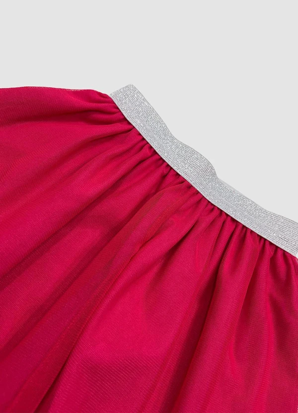 Turminha - Conjunto Infantil Blusa, Saia Tule Rosa 4