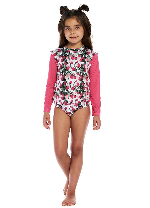 Mormaii - Conjunto Infantil Blusa Solar Uv e Calcinha Rosa
