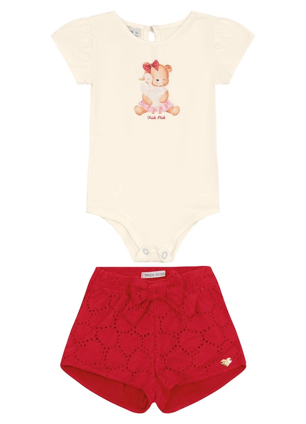 Trick Nick - Conjunto Infantil Body com Shorts Bege