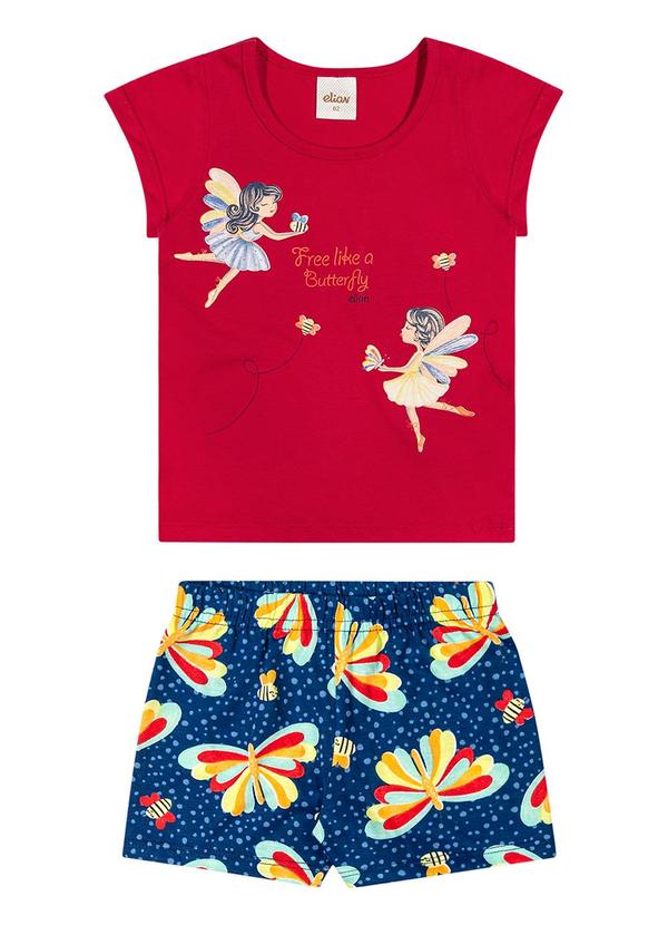 Elian - Conjunto Infantil Borboletas Elian Vermelho