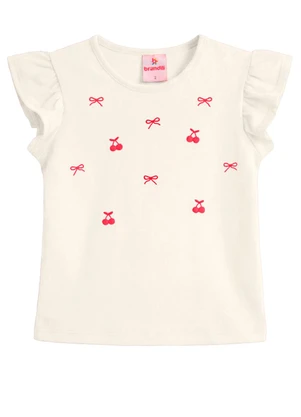Brandili - Conjunto Infantil Bordado Laços Cerejas Bege - BRANDILI