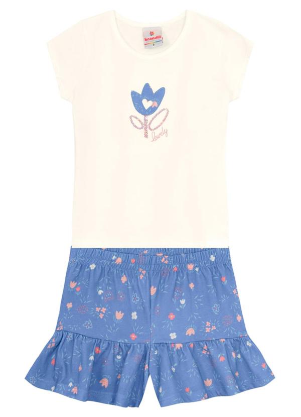 Brandili - Conjunto Infantil Brilhante de Flores Bege