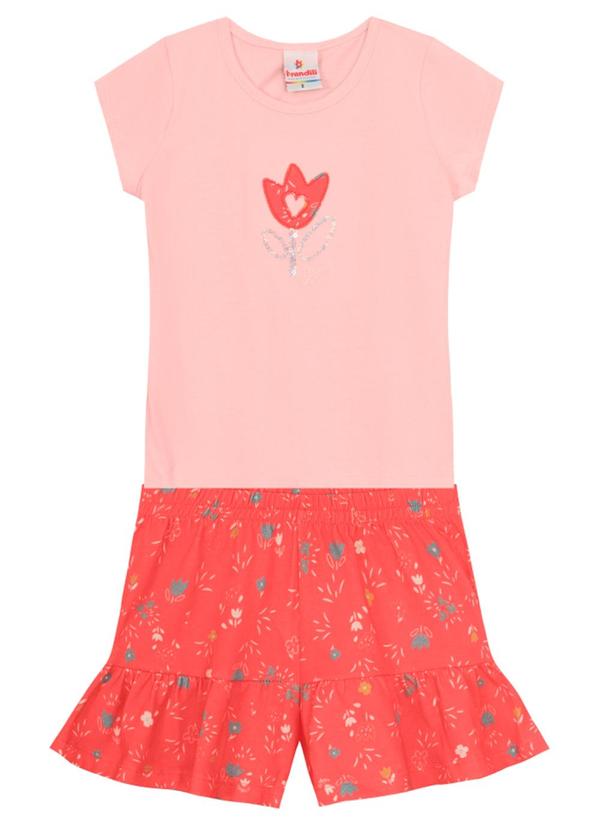 Brandili - Conjunto Infantil Brilhante de Flores Laranja