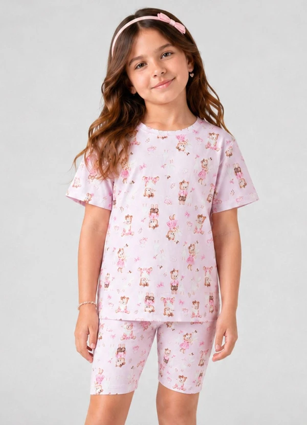 Select - Conjunto Infantil Camisa com Ciclista Rosa