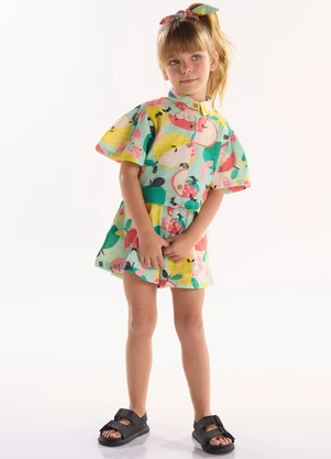 Três e Já - Conjunto Infantil Camisa e Short Verde - TRÊS E JÁ