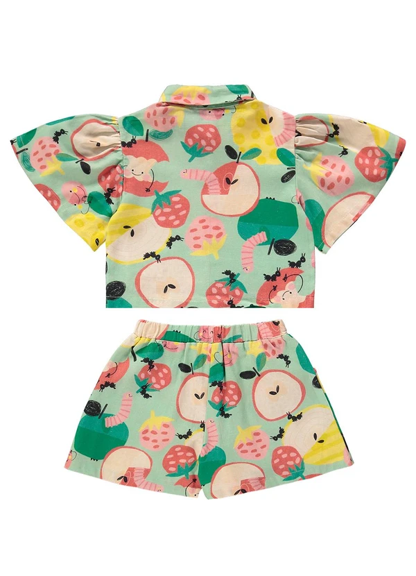 Três e Já - Conjunto Infantil Camisa e Short Verde 3