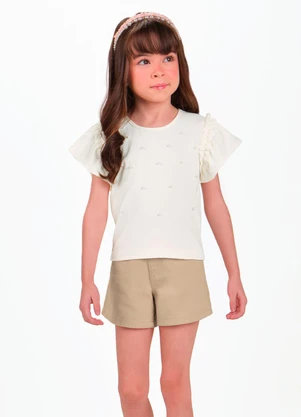 Trick Nick - Conjunto Infantil Camiseta com Shorts Bege - TRICK NICK