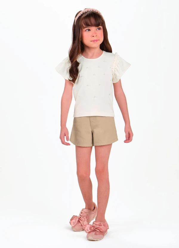 Trick Nick - Conjunto Infantil Camiseta com Shorts Bege 3