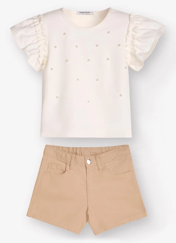 Trick Nick - Conjunto Infantil Camiseta com Shorts Bege 6