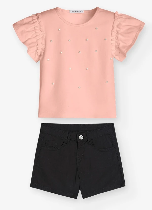 Trick Nick - Conjunto Infantil Camiseta com Shorts Rosa 1