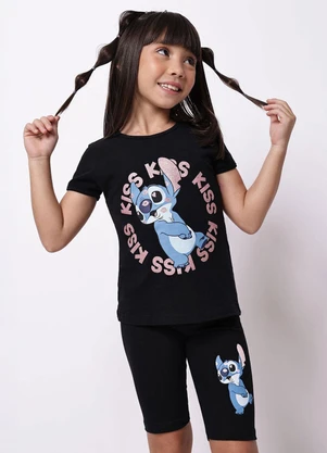 Torra - Conjunto Infantil Ciclista Stitch Preto - TORRA