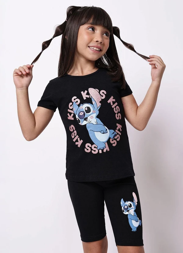 Torra - Conjunto Infantil Ciclista Stitch Preto