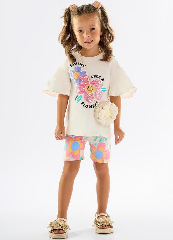Up Baby - Conjunto Infantil com Bata e Bermuda Bege
