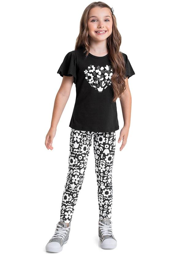 Quimby - Conjunto Infantil com Bata e Legging Preto 1