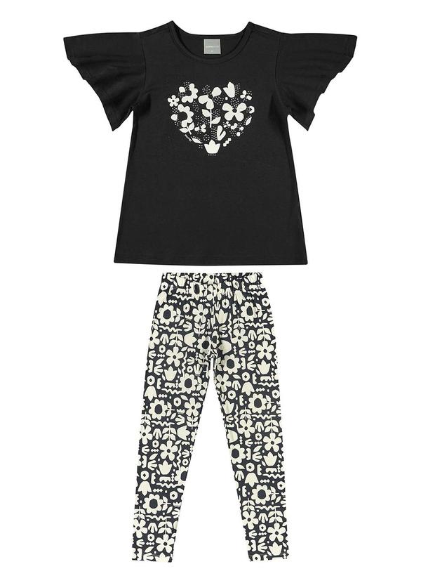Quimby - Conjunto Infantil com Bata e Legging Preto 2
