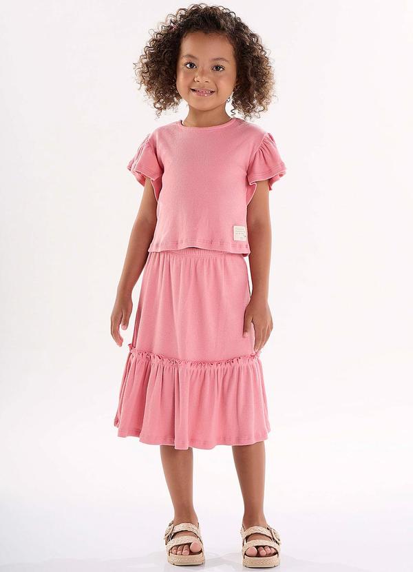 Up Baby - Conjunto Infantil com Bata e Saia Rosa