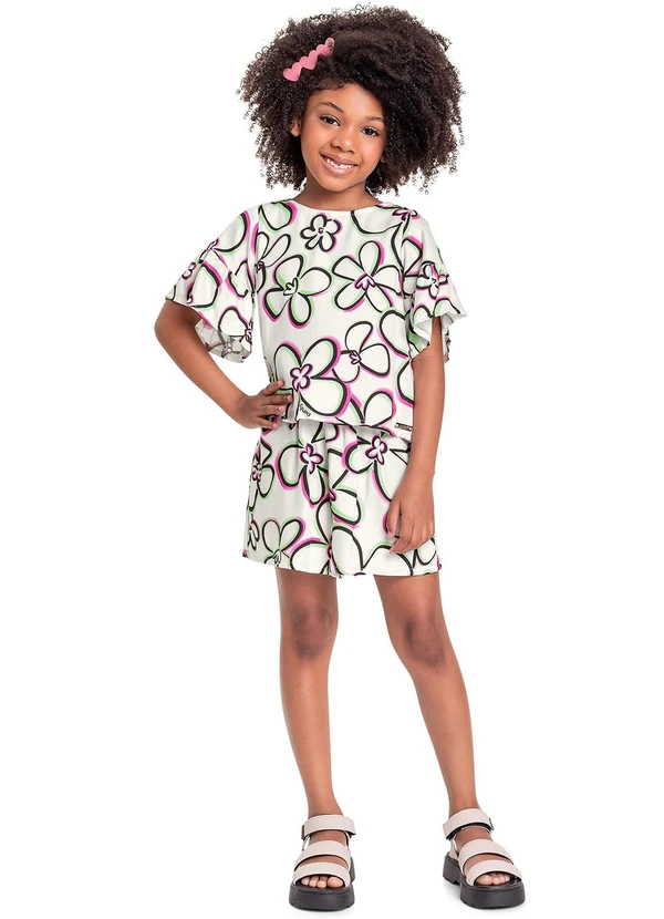 Quimby - Conjunto Infantil com Bata e Short Bege 1