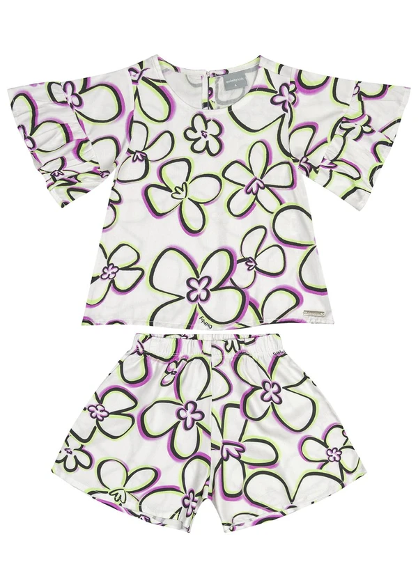 Quimby - Conjunto Infantil com Bata e Short Bege 2