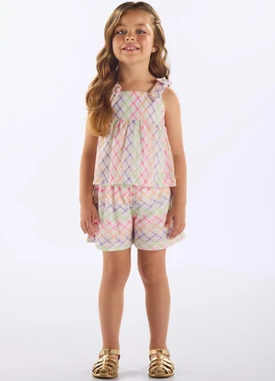 Up Baby - Conjunto Infantil com Bata e Short Bege - UP BABY