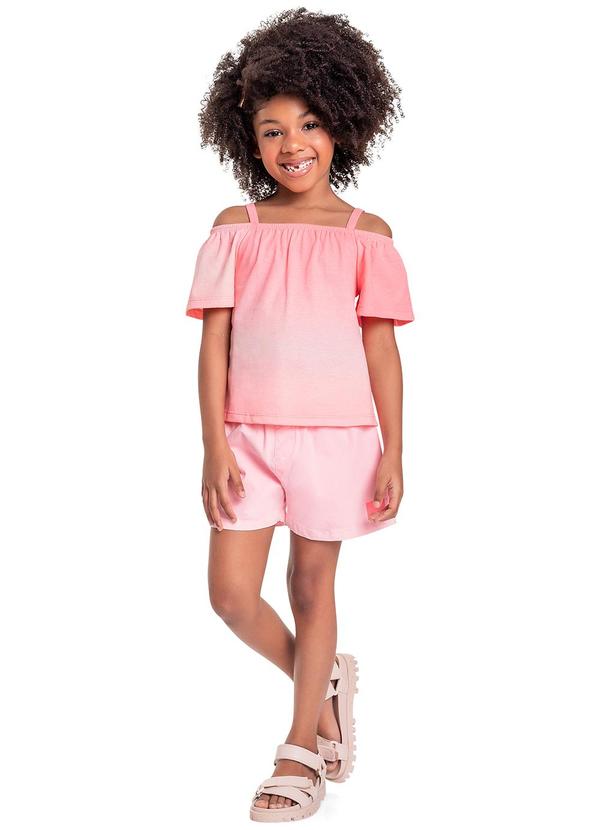 Quimby - Conjunto Infantil com Bata e Short Rosa