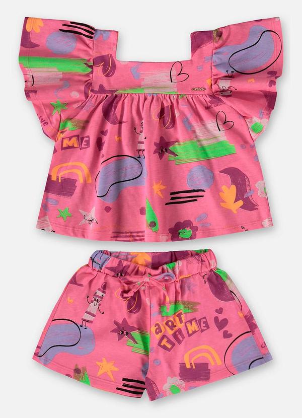 Up Baby - Conjunto Infantil com Bata e Short Rosa 2