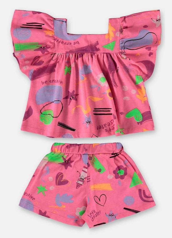 Up Baby - Conjunto Infantil com Bata e Short Rosa 3