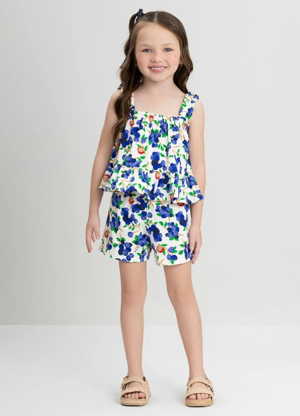 Up Baby - Conjunto Infantil com Bata e Short Up Baby Azul