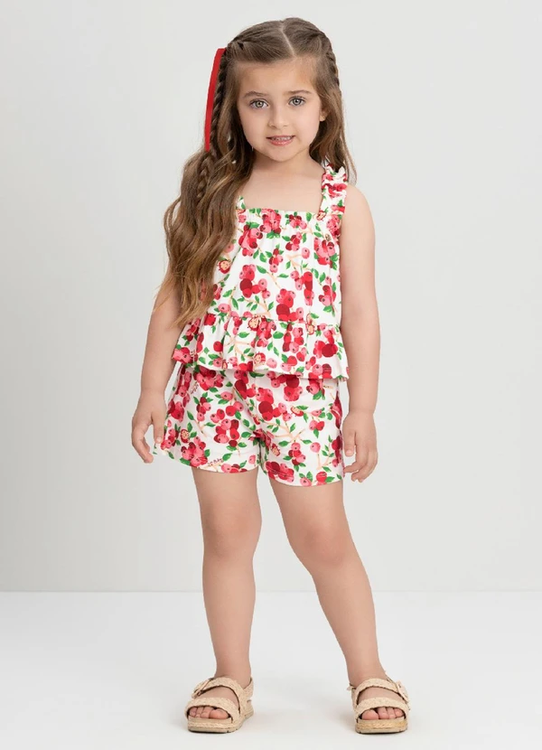Up Baby - Conjunto Infantil com Bata e Short Up Baby Rosa