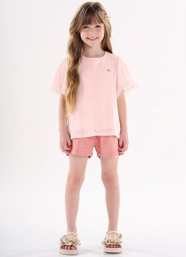 Up Baby - Conjunto Infantil com Bata e Shorts Rosa