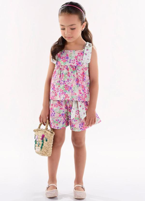 Up Baby - Conjunto Infantil com Bata e Shorts Rosa