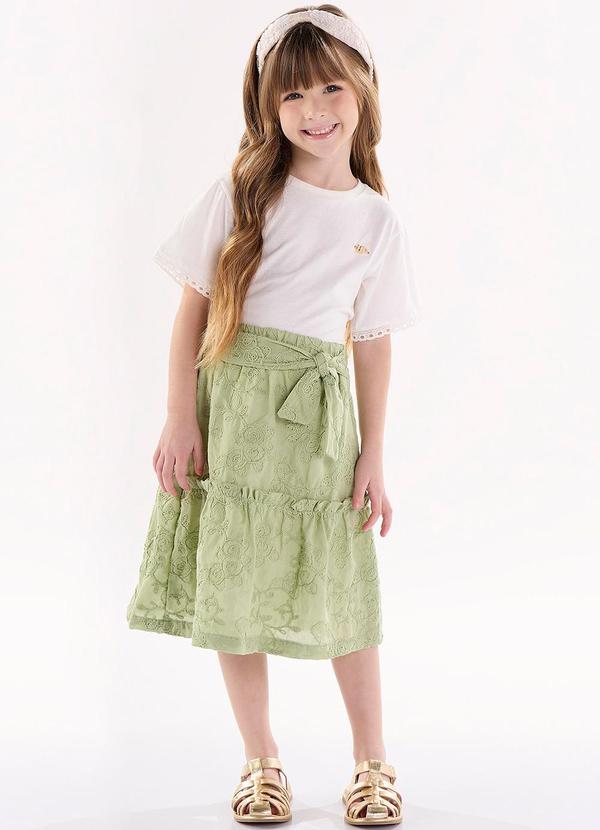 Up Baby - Conjunto Infantil com Blusa e Saia Bege