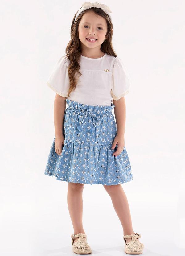 Up Baby - Conjunto Infantil com Blusa e Saia Bege