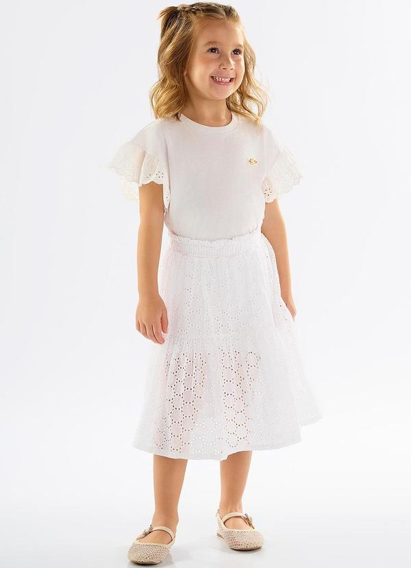Up Baby - Conjunto Infantil com Blusa e Saia Branco