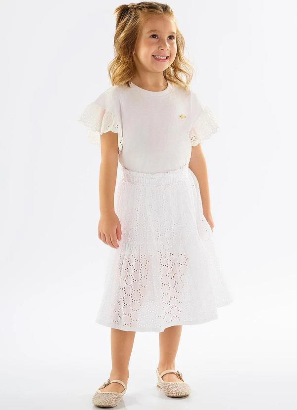 Up Baby - Conjunto Infantil com Blusa e Saia Branco 1