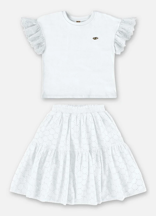 Up Baby - Conjunto Infantil com Blusa e Saia Branco 2
