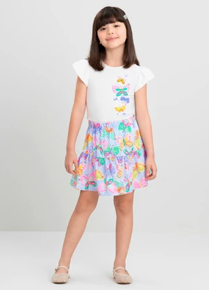 Conjunto Infantil com Blusa e Saia Quimby Branco - QUIMBY
