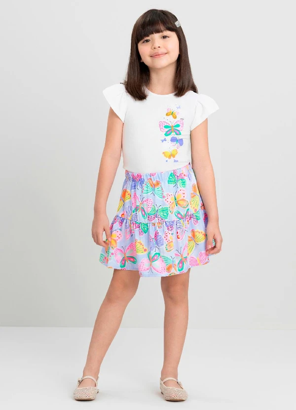 Quimby - Conjunto Infantil com Blusa e Saia Quimby Branco